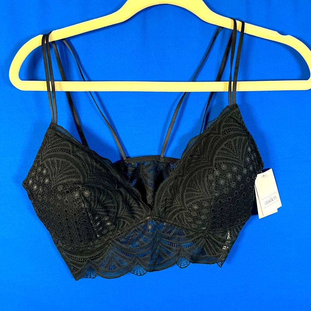 2 Women’s Lace Bralette Size L Black and Cream 1-NWT